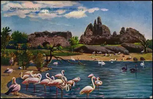 Stellingen-Hamburg Carl Hagenbeck's Tierpark Grosser Vogelteich 1914