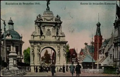 Postkaart Brüssel Bruxelles Exposition Entrée de Kermesse 1910