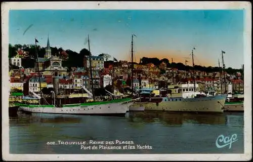 CPA Trouville-sur-Mer Hafen Port Dampfer Colorfoto AK 1928