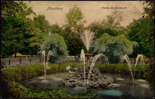 Ansichtskarte Münchberg Partie im Stadtpark 1913