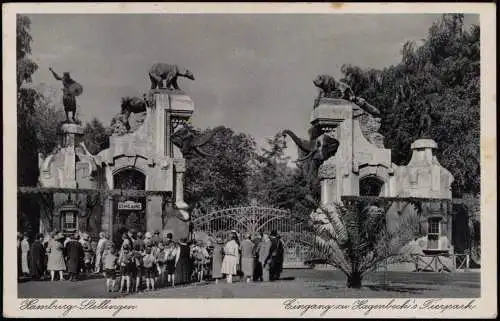 Ansichtskarte Stellingen-Hamburg Besucher vor dem Eingang 1938