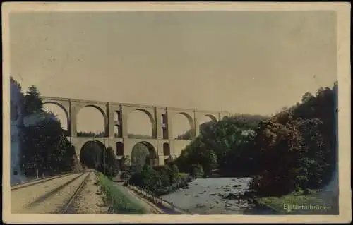 Ansichtskarte Jocketa-Pöhl Elstertalbrücke - Colorfotokarte 1925