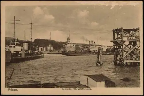 Ansichtskarte Sassnitz Rügen Partie am Fährschiffhafen 1928