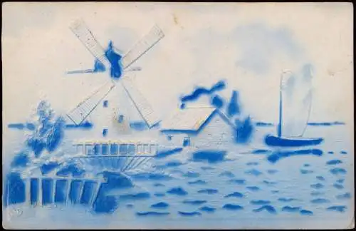 .Niederlande Folklore Niederlande Typen Windmühle Moulin Windmil 1910 Prägekarte