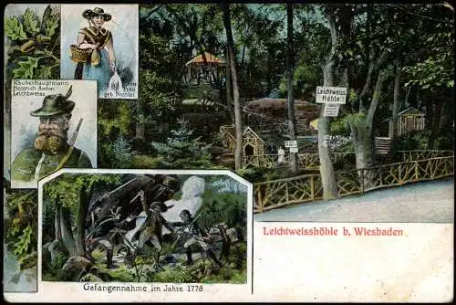 Ansichtskarte Wiesbaden Mehrbild Leichtweisshöhle Räuberhauptmann Frau 1915