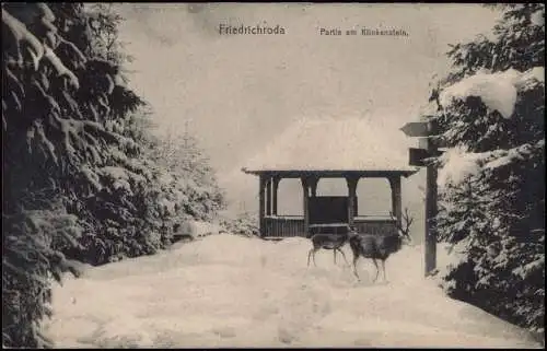 Ansichtskarte Friedrichroda Partie am Klinkenstein. Rehe Pavillon Winter 1917