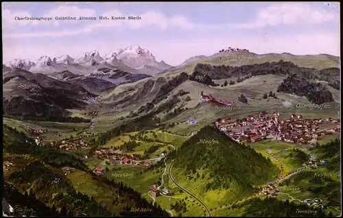 Ansichtskarte Oberstaufen Landkarten Ak Künstlerkarte Eugen Felle Isny 1912