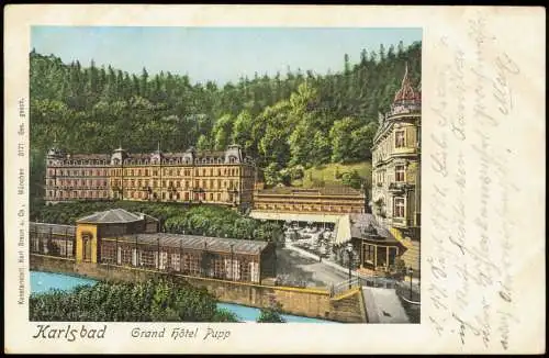 Postcard Karlsbad Karlovy Vary Grand Hotel "Pupp" - Künstlerkarte 1907