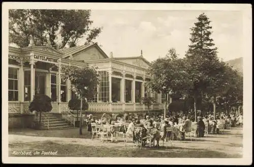 Postcard Karlsbad Karlovy Vary Im Posthof - Restaurant 1940