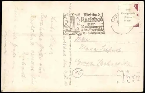 Postcard Karlsbad Karlovy Vary Im Posthof - Restaurant 1940