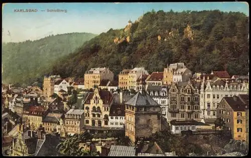 Postcard Karlsbad Karlovy Vary Schloßberg 1916