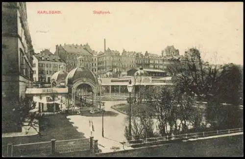 Postcard Karlsbad Karlovy Vary Stadtpark. 1909