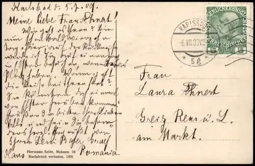 Postcard Karlsbad Karlovy Vary Stadtpark. 1909