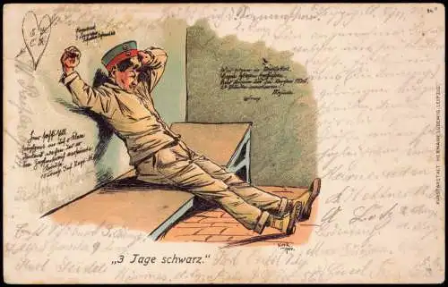 Litho AK Künstlerkarte - Militär Soldat im Arrest Militaria 1901