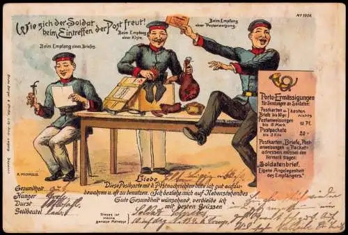 Litho AK Künstlerkarte - Militär Soldaten bekommen Post Militaria 1907
