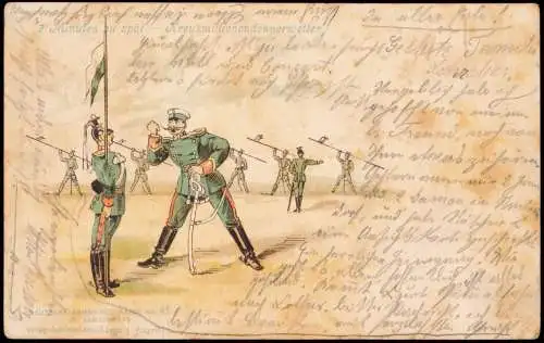 Litho AK Künstlerkarte - Militär Kreuzmillionendonnerwetter Militaria 1898