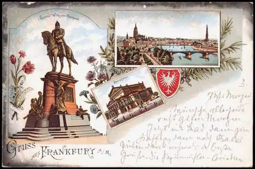 Frankfurt am Main 3 Bild Totale Opernhaus Denkmal Gruss aus... 1897