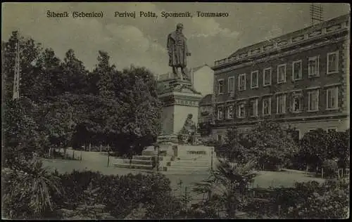 Postcard Sebenico Šibenik Perivoj Pošta, Spomenik, Tommaseo 1913