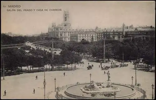 Postales Madrid SALÓN DEL PRADO Y CASA DE CORREOS 1911