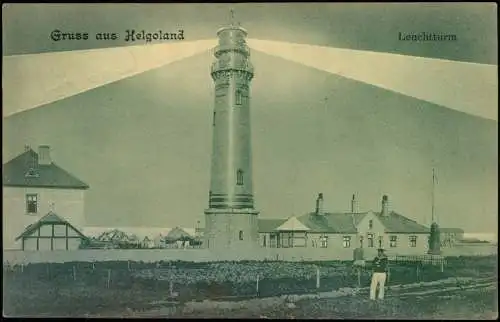 Ansichtskarte Helgoland (Insel) Leuchtturm strahlen Künstlerkarte 1913