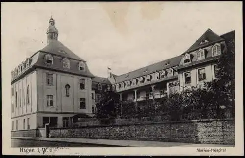 Ansichtskarte Hagen (Westfalen) Marien-Hospital 1915  gel. Feldpoststempel