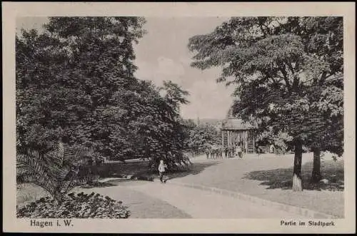 Ansichtskarte Hagen (Westfalen) Stadtpark mit Pavillon 1915  gel. Feldpost