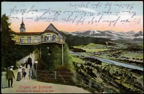 Bregenz Künstlerkarte Gebhardsberg mit Ausblick auf die Alpen 1911