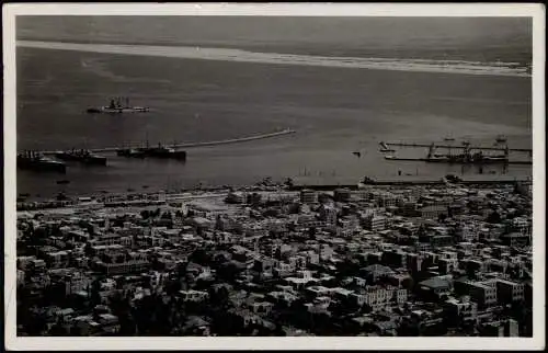 Postcard Haifa Stadt Hafen Israel 1937  gel. Stamp Palestine
