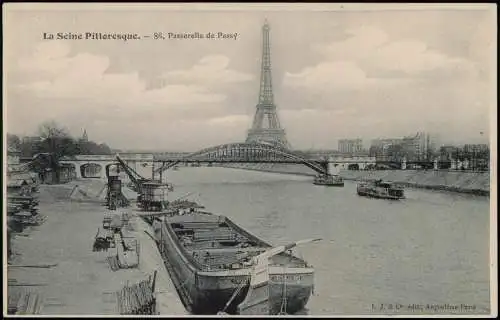 CPA Paris Serine Passerelle de Passy Eiffelturm Tour Eiffel 1915