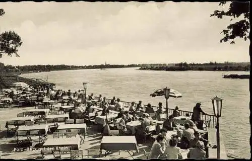 Porz-Köln Panorama-Ansicht Blick auf den Rhein, Terrasse Lokal 1955