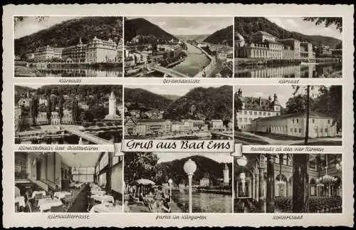 Bad Ems Mehrbild-AK  Konzertsaal Badehaus  vier Türme  Kursaalterrasse 1960