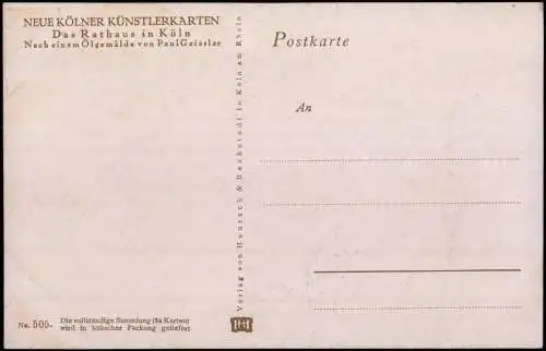 Ansichtskarte Köln Partie am Rathaus - Künstlerkarte 1912