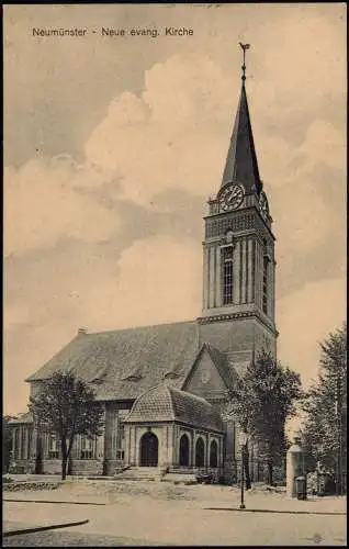Ansichtskarte Neumünster Neue evang. Kirche 1914