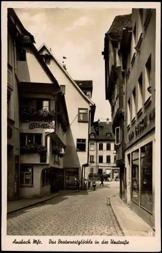 Ansichtskarte Ansbach Uzstraße Bratwurstglöcklein 1938