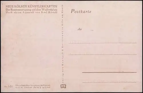 Köln Der Rosenmontagszug auf dem Wallrafplatz Künstlerkarte 1912