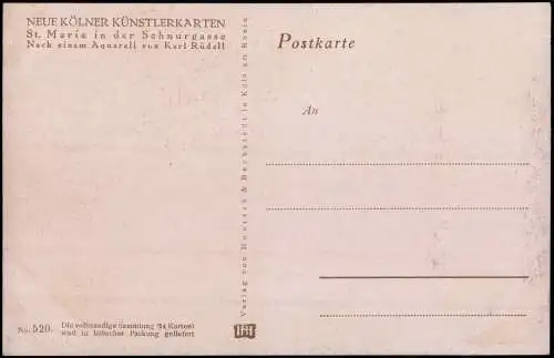 Ansichtskarte Köln St. Maria in der Schnurgasse Künstlerkarte 1912