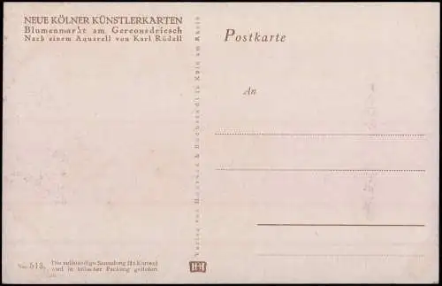 Ansichtskarte Köln Blumenmarkt am Gereons driesch 1912