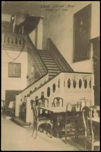 Ansichtskarte Lübeck Schabbelhaus Treppe a.d. Diele 1911