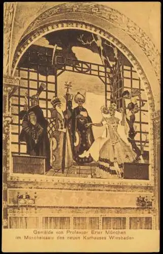 Wiesbaden Gemälde von Professor Erler München im Muschelsaale neues Kurhaus 1922