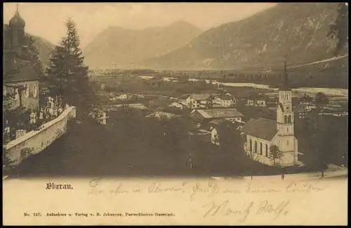 Ansichtskarte Oberau (Oberbayern) Stadtpartie mit Kirche 1900