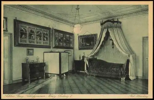 Berg (Starnbergersee) Schloss. Schlafzimmer König Ludwig II. 1926