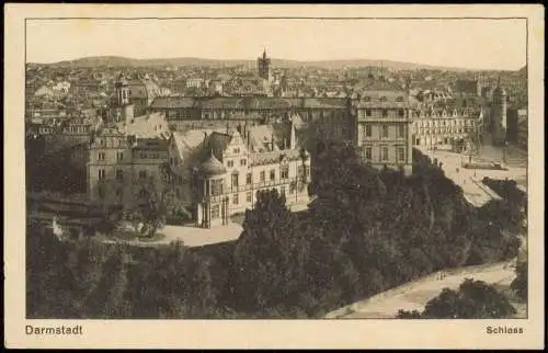 Ansichtskarte Darmstadt Schloß Stadtpartie 1926