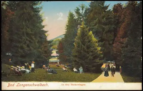 Ansichtskarte Bad Schwalbach Langenschwalbach In den Parkanlagen - belebt 1913
