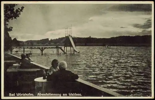 Ansichtskarte Bad Wörishofen Abendstimmung am Waldsee - Rutsche 1930