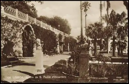 Postcard Lissabon Lisboa Jardim de S. Pedro d'Alcantara. Fotokarte 1927