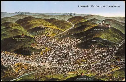 Ansichtskarte Eisenach Landkarten AK Stadt und Umland 1915