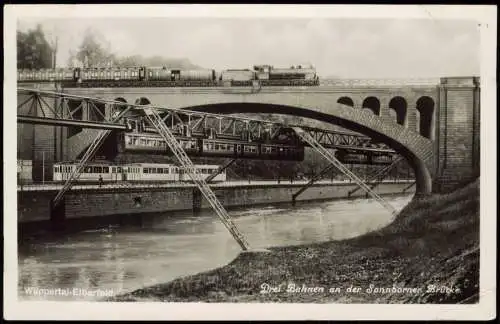 Elberfeld-Wuppertal Sonnborner-Brücke Straßenbahn Schwebebahn 1942