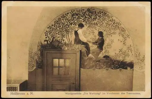 Heilbronn Wandgemälde Die Werbung im Vorzimmer des Trauraumes 1922