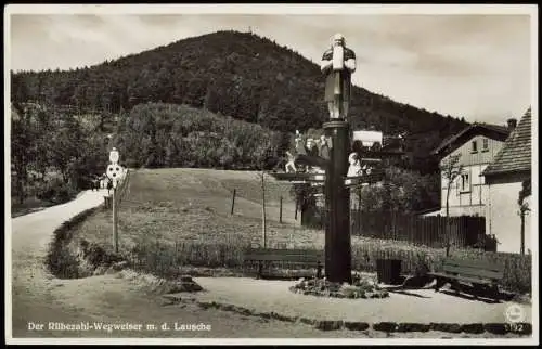 Waltersdorf-Großschönau (Sachsen) Der Rübezahl-Wegweiser a. d. Landesgrenze 1937