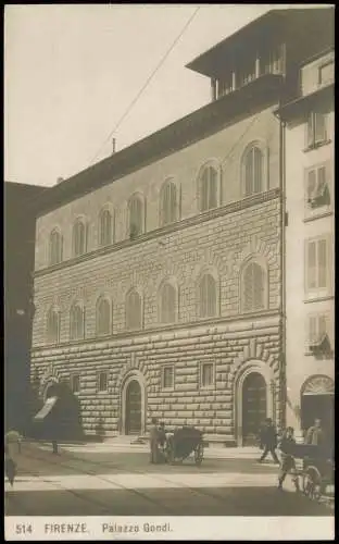 Florenz Firenze Palazzo Gondi, Straßen-Ansicht Leute mit Handkarren 1910